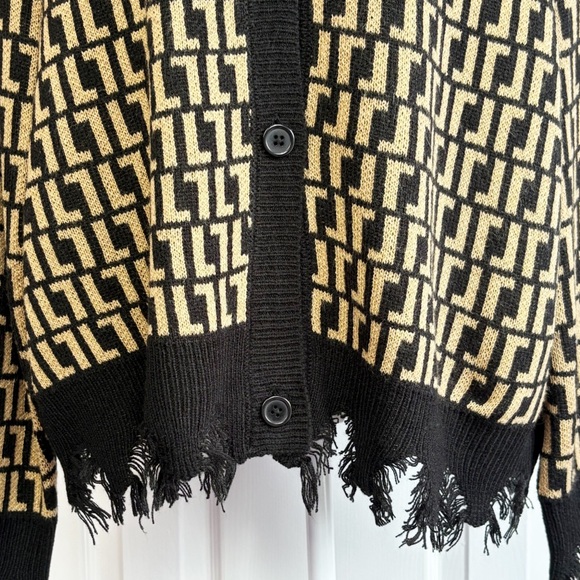 NWT Trendy Threads Tan & Black Distressed Grunge Knit Sweater 3X - Picture 9 of 16